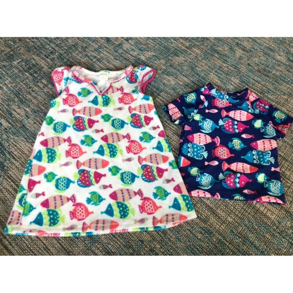 Gymboree size 2t girls rash guard towel dress swim bathing